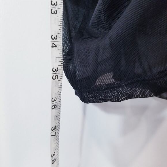 Cinq a Sept Black Ruched Mesh Mini Bodycon Dress Long Sleeves Plunging Neckline - Picture 8 of 12